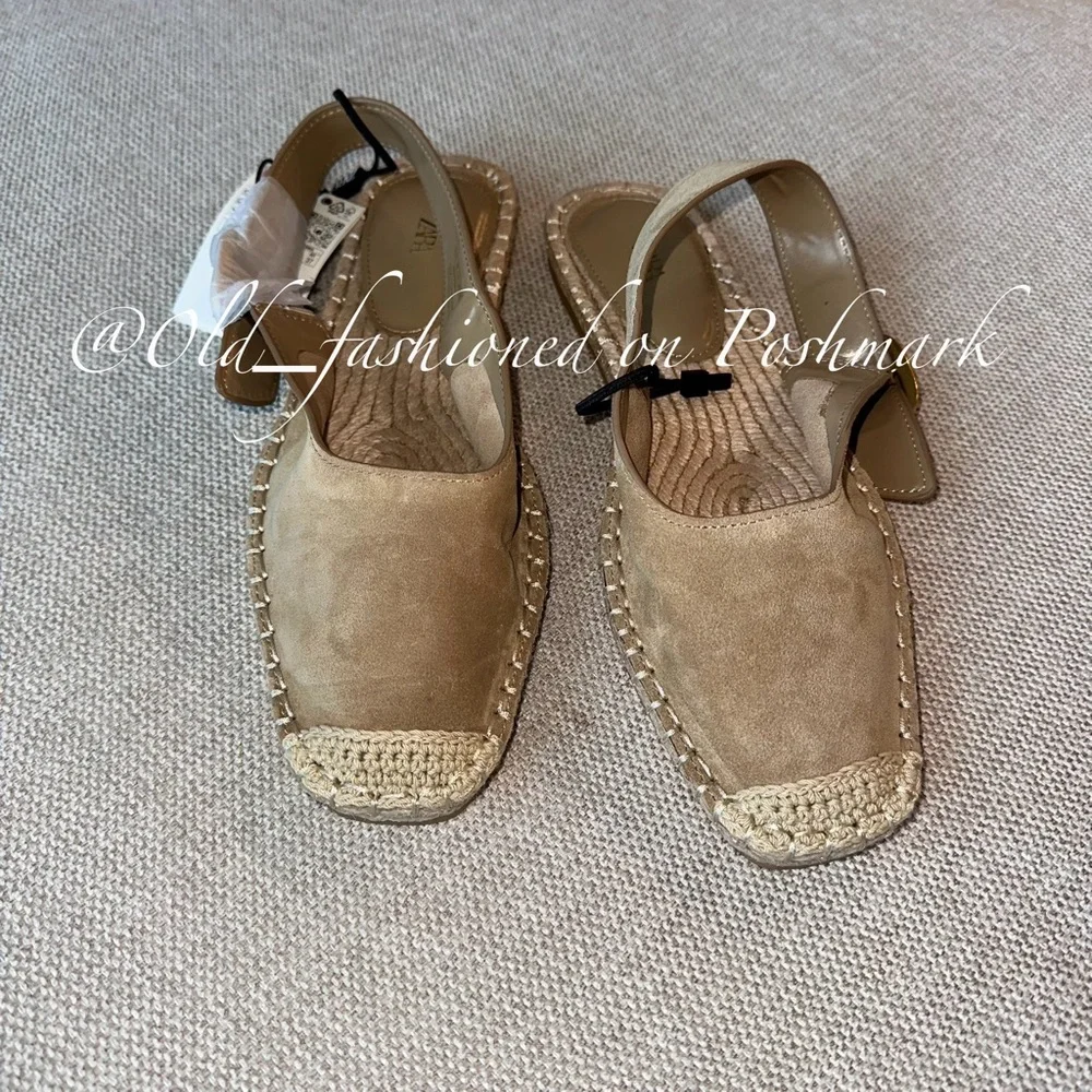 Zara Tan Suede Espadrille Slingbacks